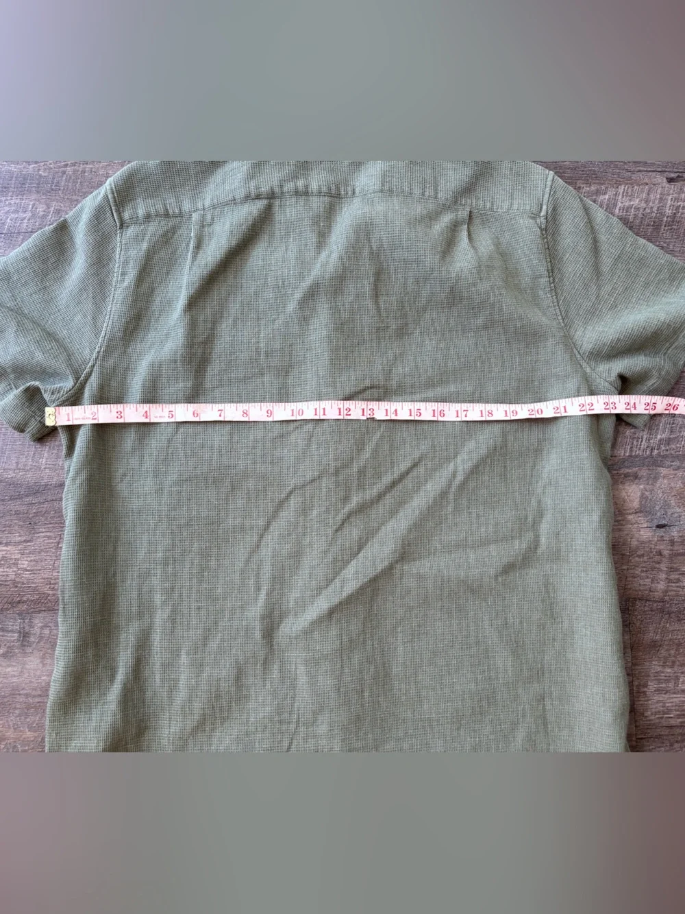 J. Crew Short-Sleeve Button-Up Waffle Shirt in Olive -L